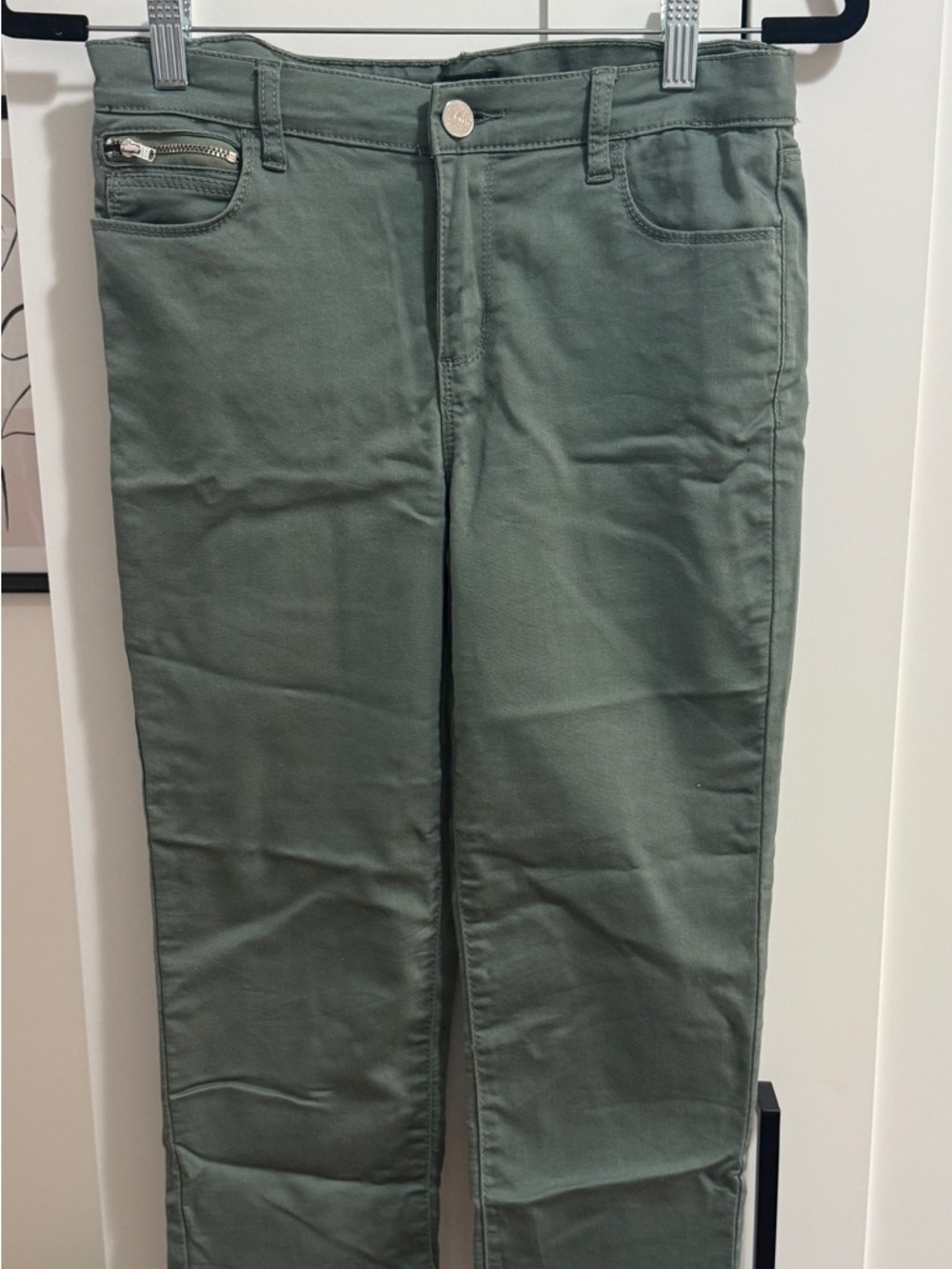 Slim Fit Olive Green Cropped Pants